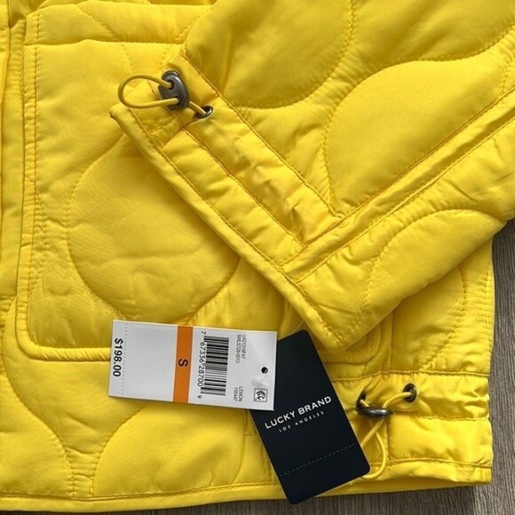 Lucky Brand Quilted Jacket Womens Small Oversized Lemon Yellow Boxy Gorpcore NWT - Picture 3 of 12